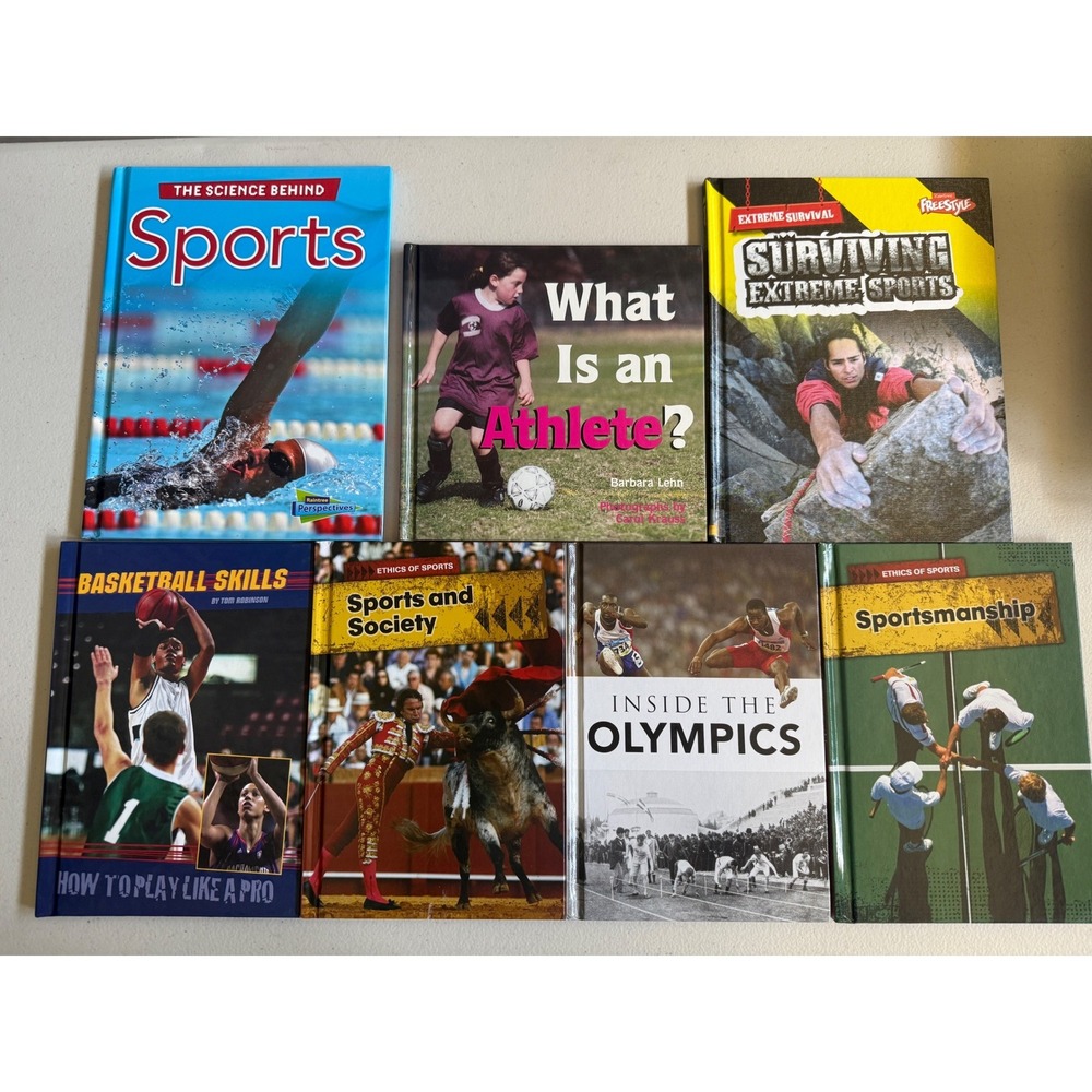 Lot of 7 Sports Books Kids Science Olympics Basketball Extreme Sports Hardcover